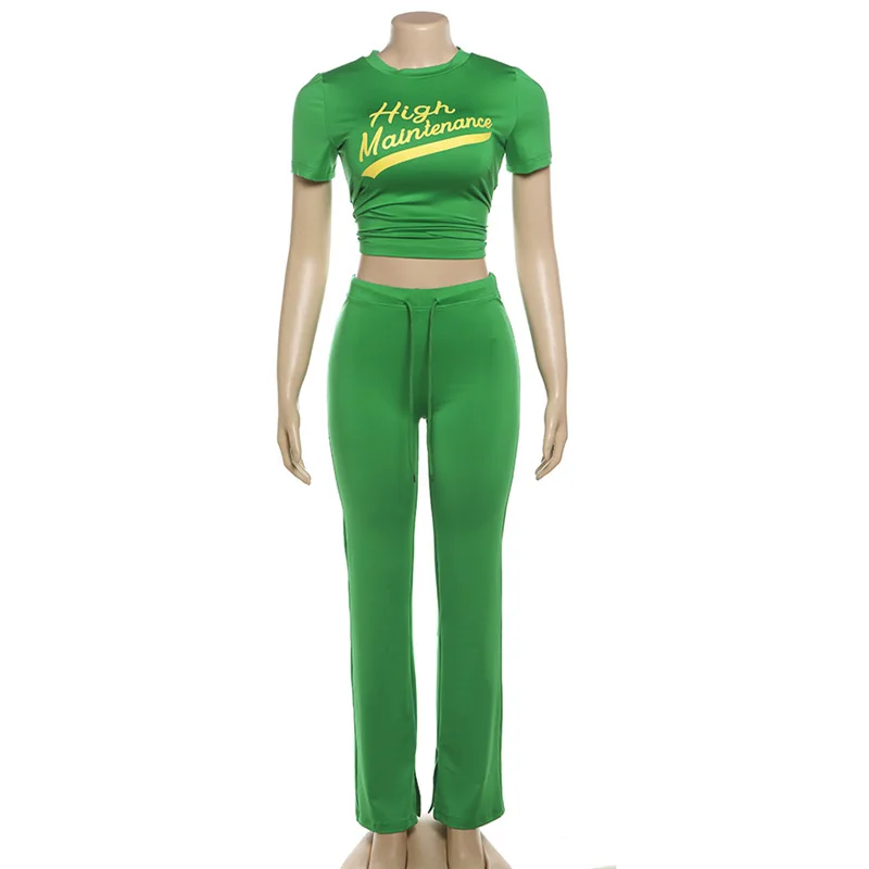 Ladies Sexy Crop Tops Two Piece Pant Set Outfits Matching Sets 2024 Women Y2K Streetwear Elegant Letter Print 2 Piece Summer Set