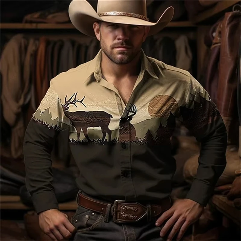 Horse Cactus denim western-style 3d Print Long Sleeve Hawaiian Shirs Men Women Fashion Casual Beach Blouse Men Clothing Street