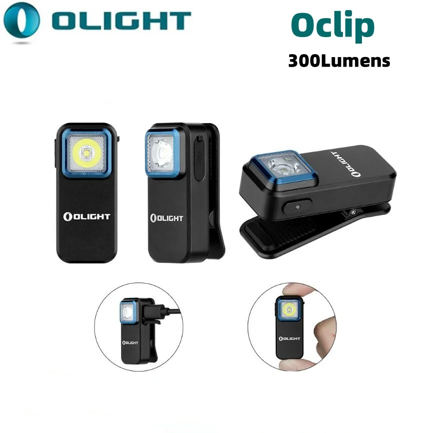 Olight Oclip Led Torch Ricaricabile Compact Pocket Clip Light 300 Lumen Torcia Lampada Edc Bianca E Rossa Batteria Integrata