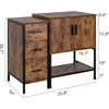 36"Antique Bathroom Vanity Dark Brown Bathroom Vanity Set with Sink and 3 Drawers Side Cabinet Combo Iron Wood Bathroom Cabinet 2