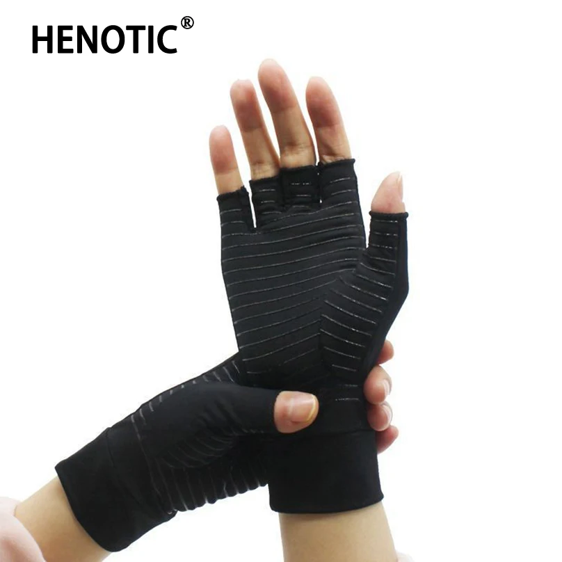 HENOTIC Outdoor Copper Fiber Cycling Training Rehabilitation Silicone Anti-slip Warm Sports Fitness Fishing Half Finger Gloves fitness gloves gym sports dumbbell workout gloves cycling half finger gloves silicone anti shock weight lifting training gloves