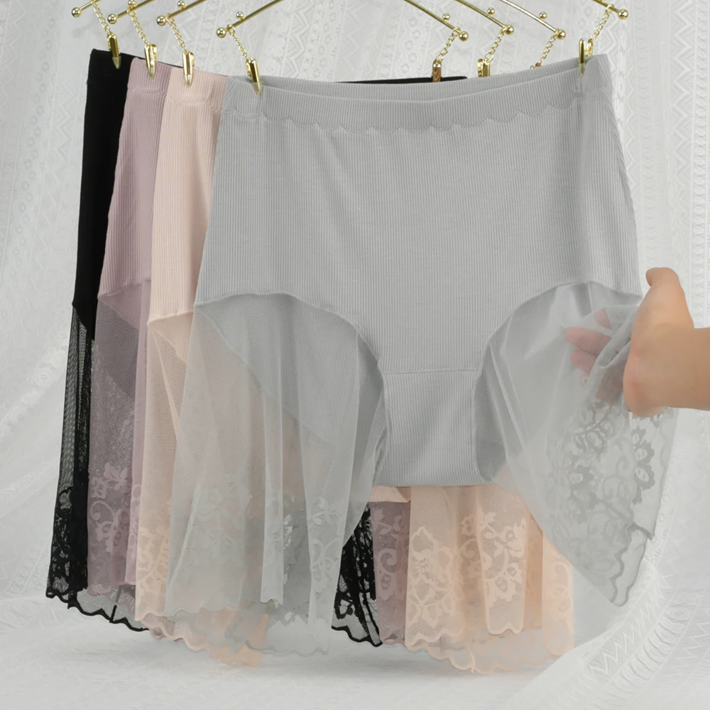 Safety Shorts High Waist Shorts High Waist Panties Women Shorts Underwear Women's High Waist Sheer Lace Anti-Chafing Boxer Plus Size Summer Modal Slimming Sexy Underskirt Panties