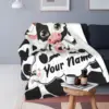 Customized printed blankets for personalized black cows and cute white cow printed sofas, Christmas and birthday gifts 1