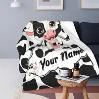 Customized printed blankets for personalized black cows and cute white cow printed sofas, Christmas and birthday gifts 1
