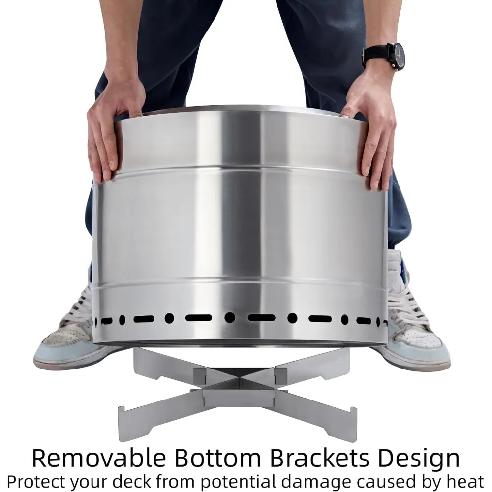 Description Picture 3 of item19.5 inch Smokeless Fire Pit with Carry Bag, Stainless Steel Outdoor Smokeless Firepit, Wood Burning Fire Pits for Camping, Bonf