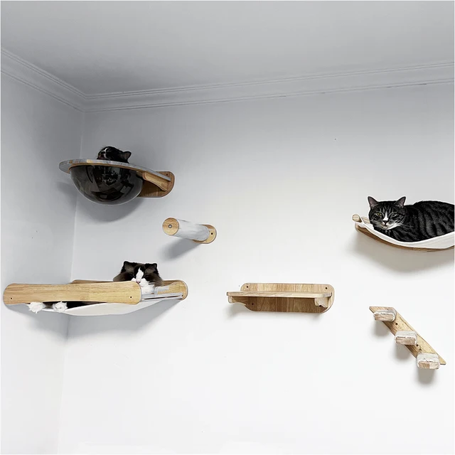 Cat wall rack felt cat stairs cat wall steps ladder pedals solid wood cat furniture on the wall suitable for cats to climb 5