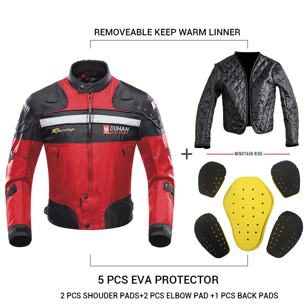DUHAN Motorcycle Jacket Pants Suit Waterproof Racing Jacket Protective Motocross Lining Four Seasons Motorcycle Men S-3XL