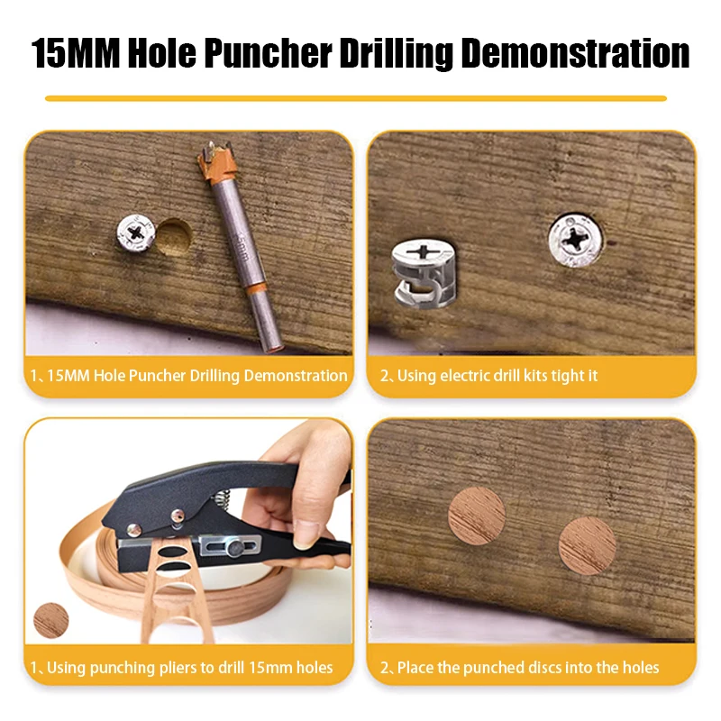 Manual Punching Tool 6/8/10/12/14/15Mm Hole Edge Banding Punching Plier Screw Hole Hat Woodworking Tool Leather Punch Plier circle hole punch hole punching tools leather punch