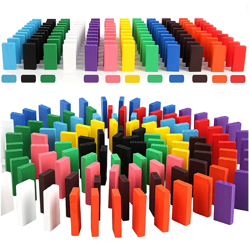 100/120/240Pcs Children Wooden Rainbow Domino Building Blocks Toy Color Sort  Early Learning Dominoes Games Educational Toy Gift