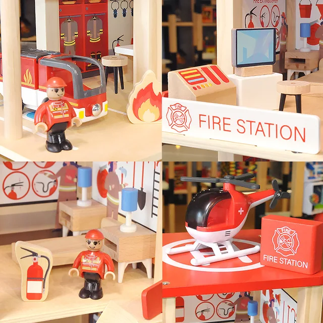 Children's Simulation Role Play Police Station Set Fire Station Role-playing Educational Toy Role Playings Play House Toys 2