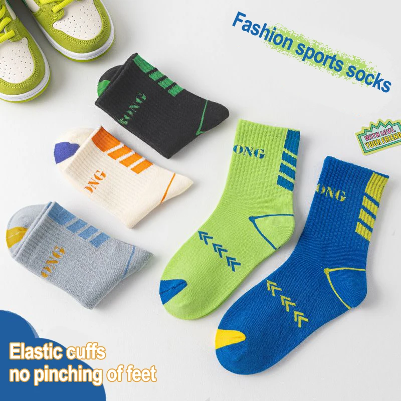 5Pairs 1-16Year Children Socks Walking for Walking Bright Color And Fashionable Designs Soft Comfortable And Safe Athletic Socks 3