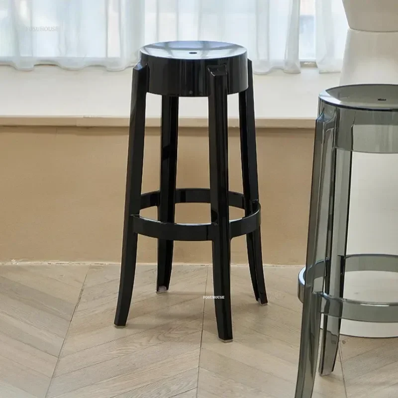 Nordic Transparent Acrylic Chair Crystal Bar Stool Home Kitchen Island Stool Plastic High Foot Chair Bar Counter StoolN