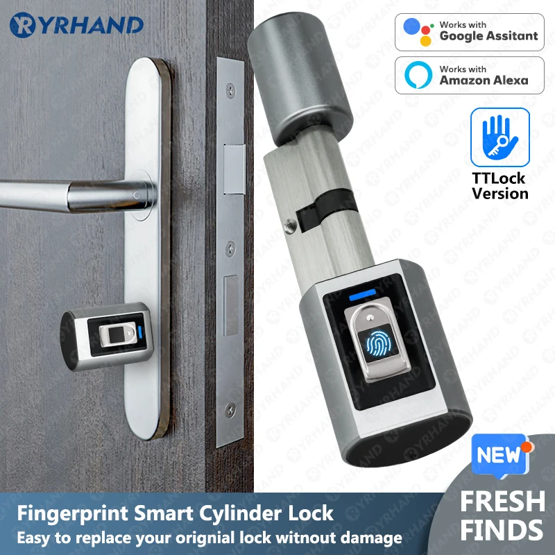 Ttlock Fingerprint Smart adjust Cylinder Lock password Biometric Electronic door Lock with digital Keypad Home intelligent lock Smart Lock