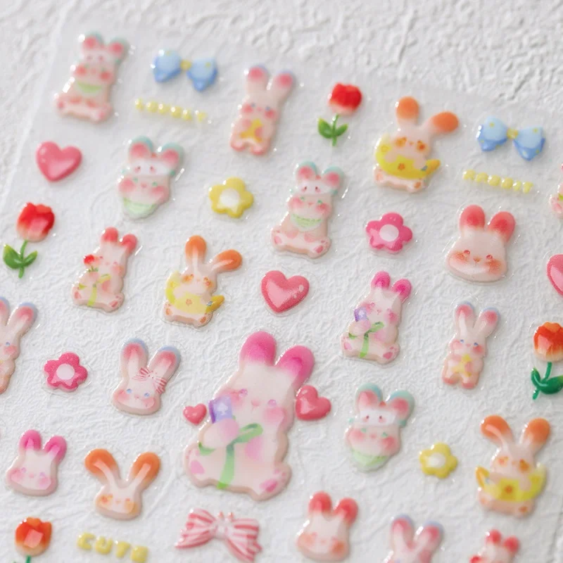 

[Meow.Sensei] Cartoon Cute Frosted Relief Nail Stickers Paper Ins Nail Stickers Jelly Series M-318