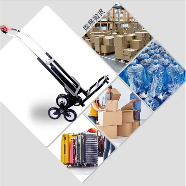 Összecsukható Kosár Kézi Húzó Autó Háztartási Élelmiszerbolt -Bevásárló Rúd, Hogy Az Áruk Felfelé Húzza A Hegymászó Lépcsők Rakományát - Image 2