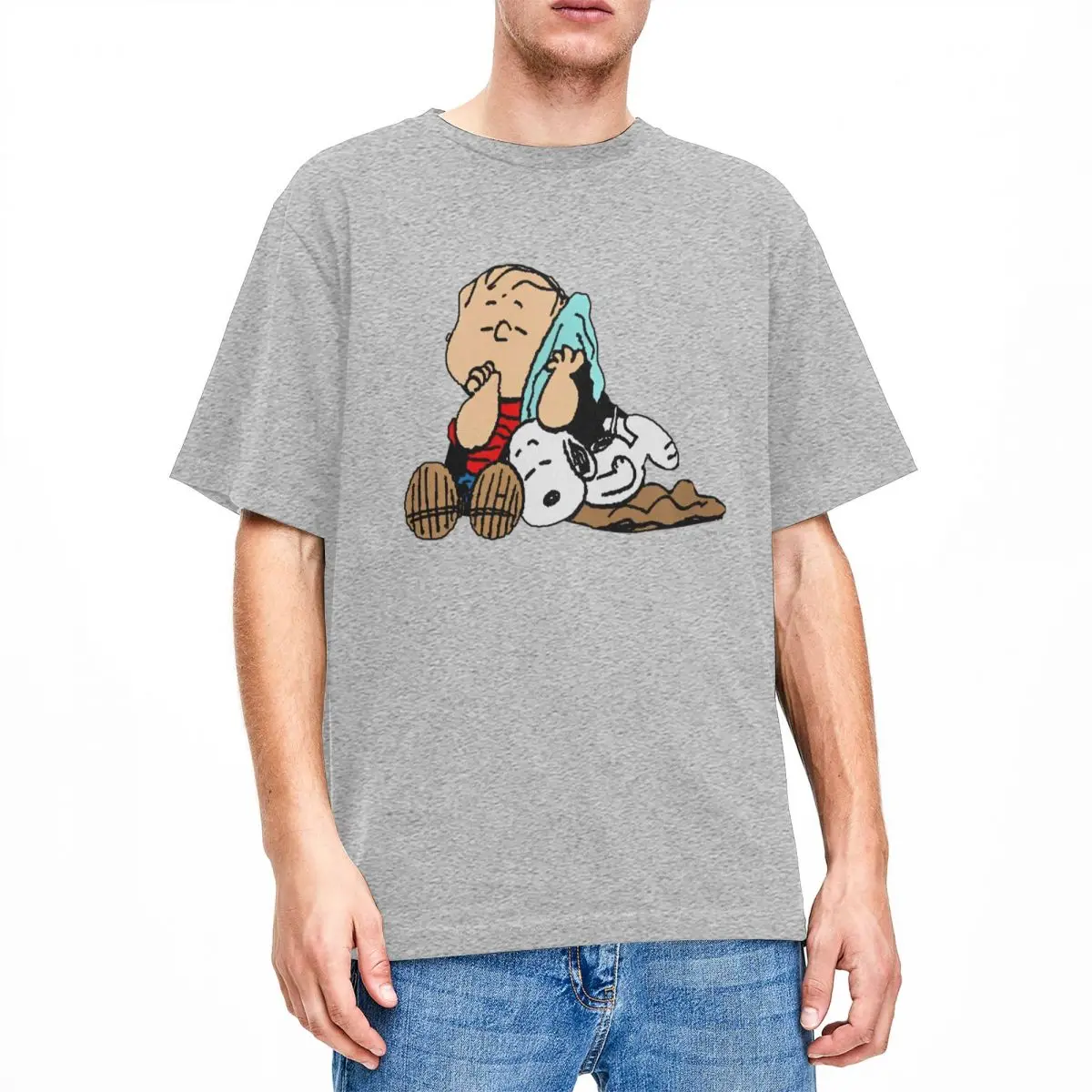 thumbnail image 1 of Camisetas de algodón 100 % de Peanuts, Charlie Brown y Snoopy, camisetas populares para hombre, camisetas de manga corta con diseño clásico Y2K de verano, 1 of 5