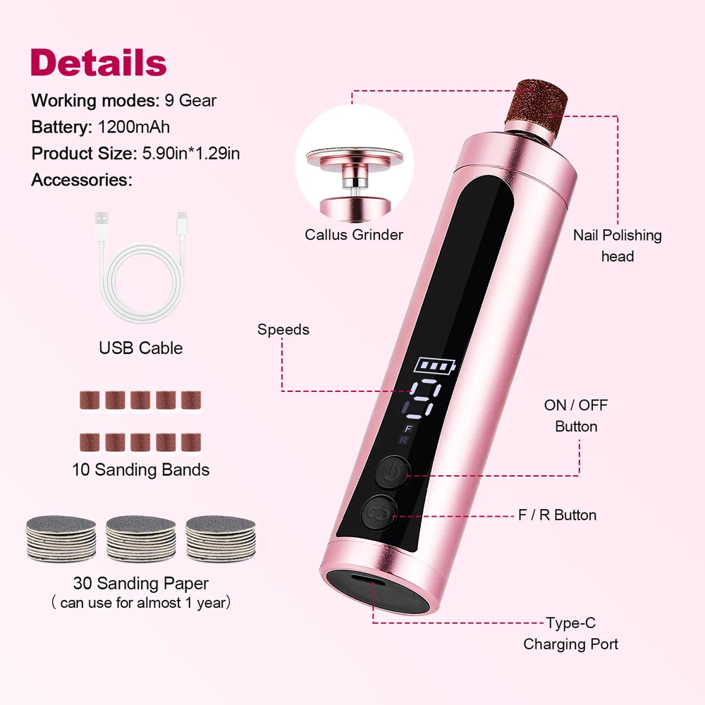 Electric Foot Callus Remover USB Charge Foot Dead Skin Electric Eliminator Heel Cracked Dead Skin Scrubber Polisher Grinder Tool