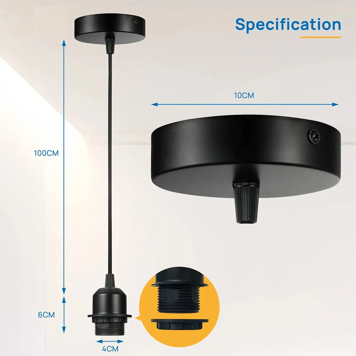 Lamp Holder Lamp Bulb Holder Lamp Base Lamp Socket Adapter Lamp Socket Extender Extension Hanging Lantern Cord Cable E27 Socket With Ceiling Plate For Pendant Lighting Lamp Shade