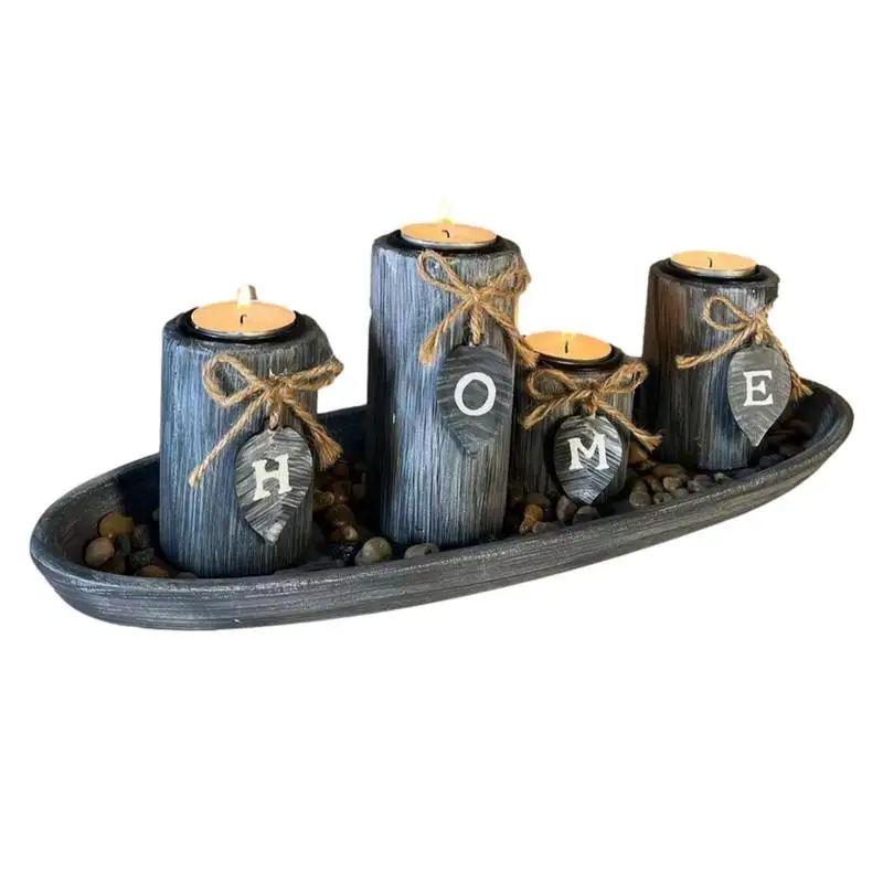 

Wood Candle Holders Rustic Vintage Wooden Home Sign Tealight Candle Holder Decorative Candlestick Stand for Wedding Party Dining