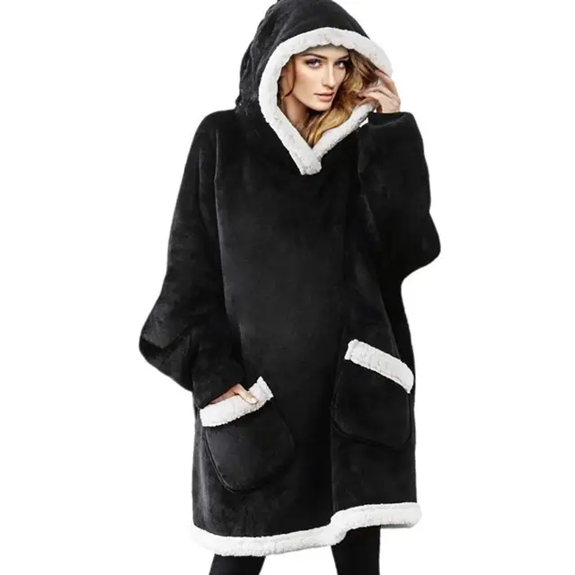 Coperta Con Cappuccio In Peluche - Maglione Oversize Unisex Per Casa E Tempo Libero