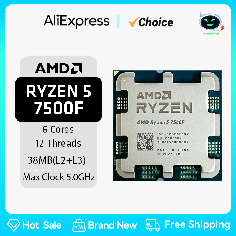 AMD Ryzen 5 7500F R5 7500F CPU Ryzen Processor 6 Core 12 Thread 65W 5nm Socket AM5 Procesador 라이젠 процессор PC Gamer Desktop