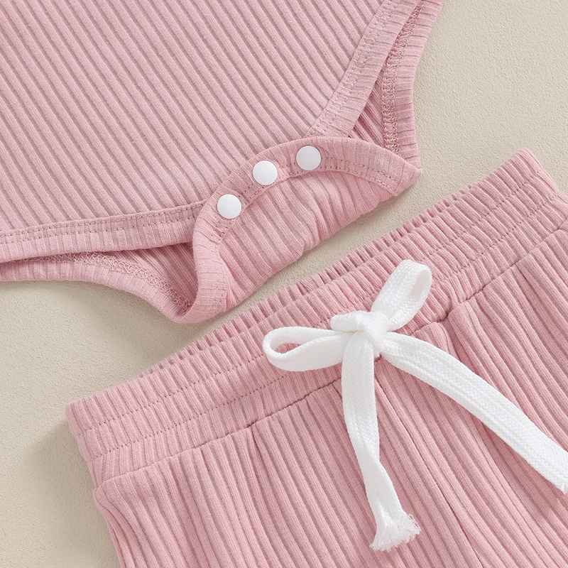 Baby Girl Ribbed Romper Set 5