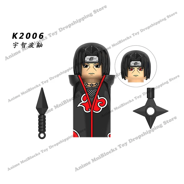 Naruto Sasuke Kakashi Akatsuki bricks Building Blocks Anime cartoon Mini Action Figures Heads Assembly Toys kids Birthday Gifts black