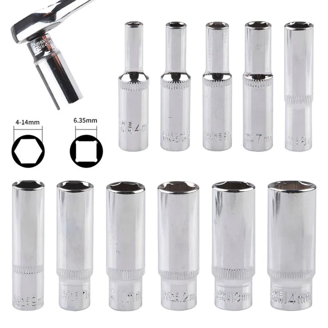 1pc 8/10/13mm 1/4 Single Extension Hexagon Socket Premium Chrome Vanadium Steel Socket Chrome Plated Finish Socket Wrench 1pc 8/10/13mm 1/4 Single Extension Hexagon Socket Premium Chrome Vanadium Steel Socket Chrome Plated Finish Socket Wrench