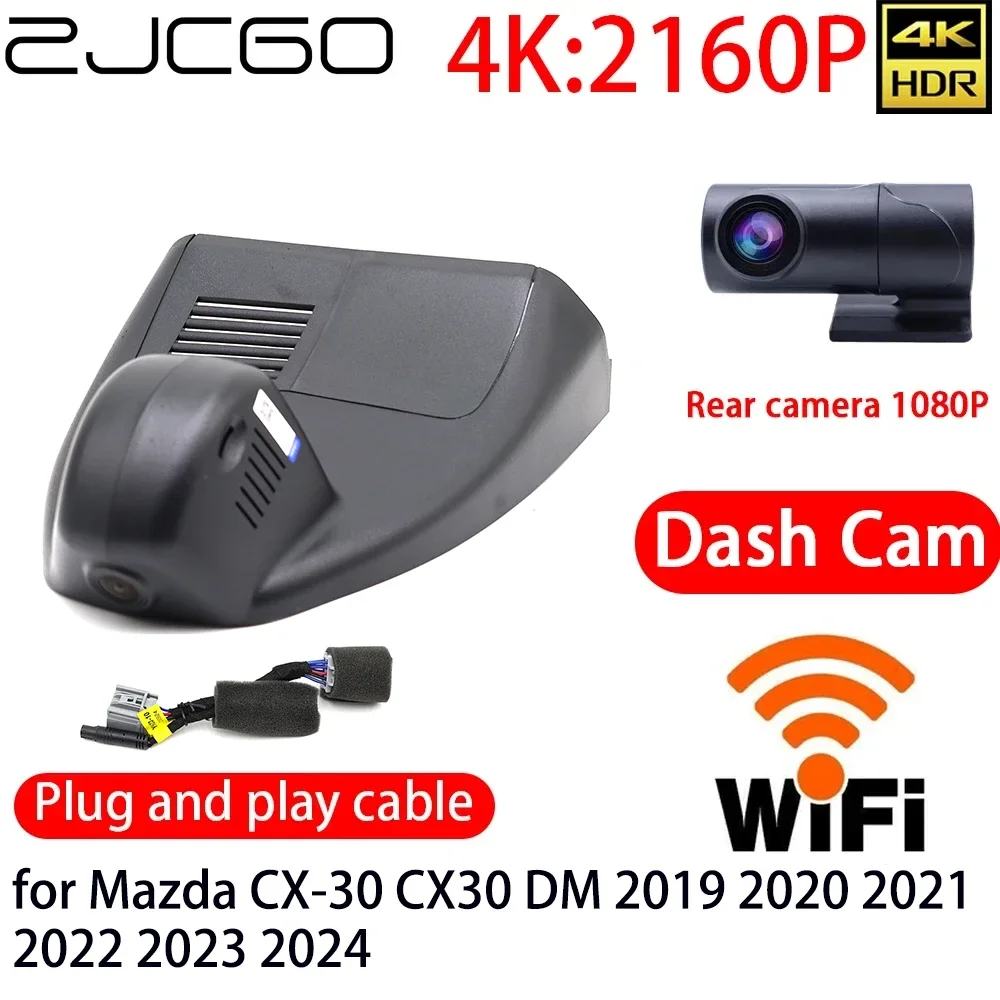 

ZJCGO 4K DVR Dash Cam Wifi Front Rear Camera 24h Monitor for Mazda CX-30 CX30 DM 2019 2020 2021 2022 2023 2024