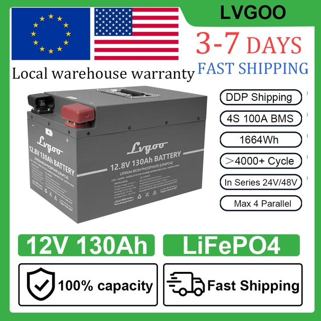 12V 100AH 130AH LiFePO4 Battery Pack Grand A Cells Lithium Iron