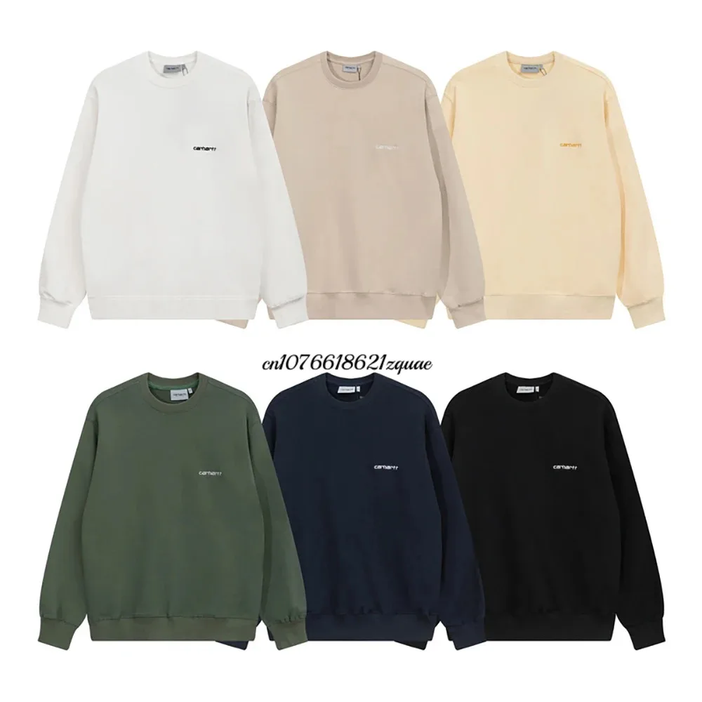 Carhartt Wip 긴팔 캐주얼 맨투맨 프린트 코튼 풀오버 상의, 가을 남성 여성 브랜드, 블랙 화이트 카키 의류