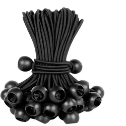 Bungee Ball Ties - Heavy-Duty Elastic Rope (10pcs black 15cm)