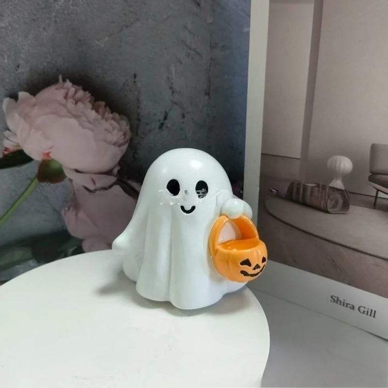 Cute Ghost Figurine - New Halloween Decoration, Creative Home Decor, Convenient Resin Craft for Desktop Display Interesting