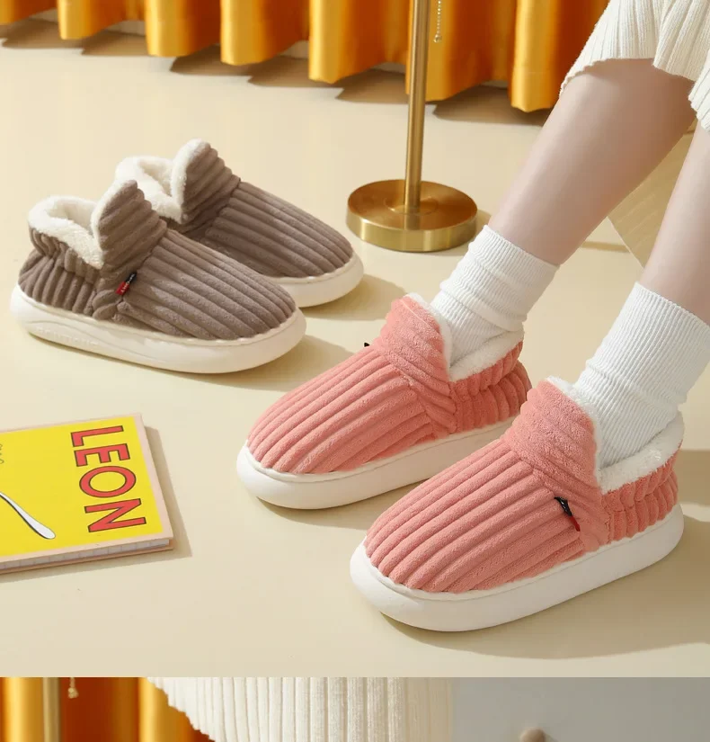 Neue Winter Plüsch Hausschuhe für Frauen Neue Komfort Warm Halten Hause Baumwolle Schuhe Outdoor Einfache Feste Farbe Erwachsene Casual Hausschuhe – Detail 2