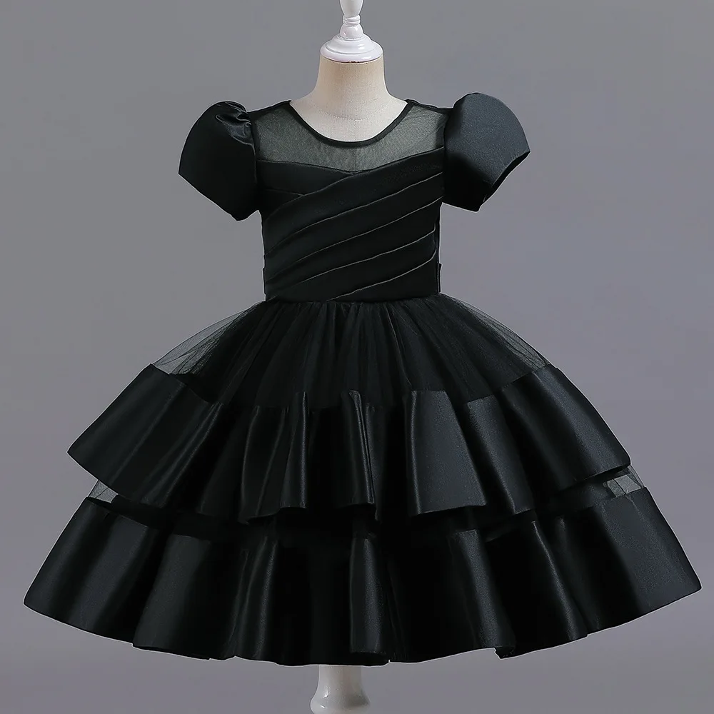 

Vestidos 2022 New Evening Costume Birthday Bow Princess Dress Flower Girl Solid Wedding Dresses Mesh Party Dress 1-10 Years Old