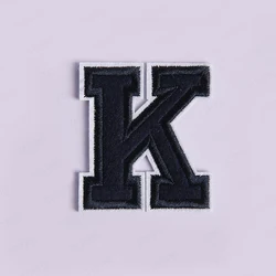 Navy Blue Alphabet Embroidered Iron-On Patch for Clothing and Accessories (K)
