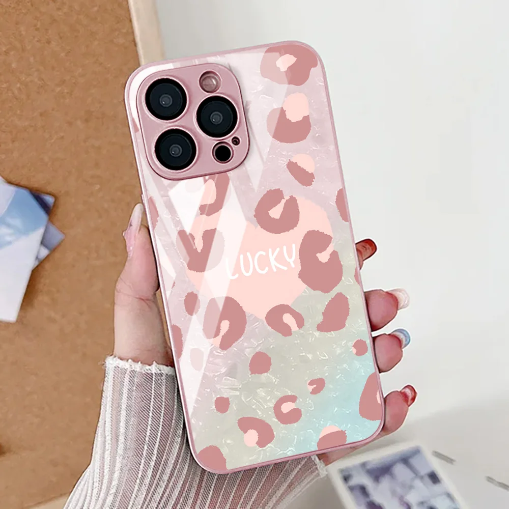 Leopard Print Tempered Glass Phone Case