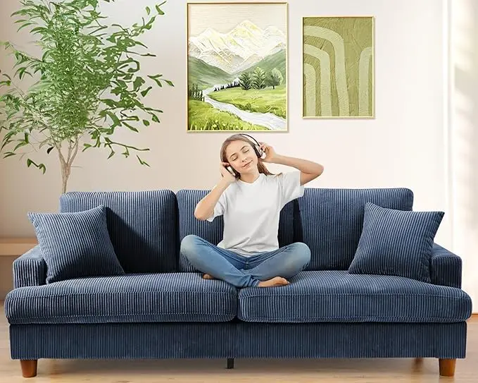 87" Corduroy Sofa with Deep Seats 7