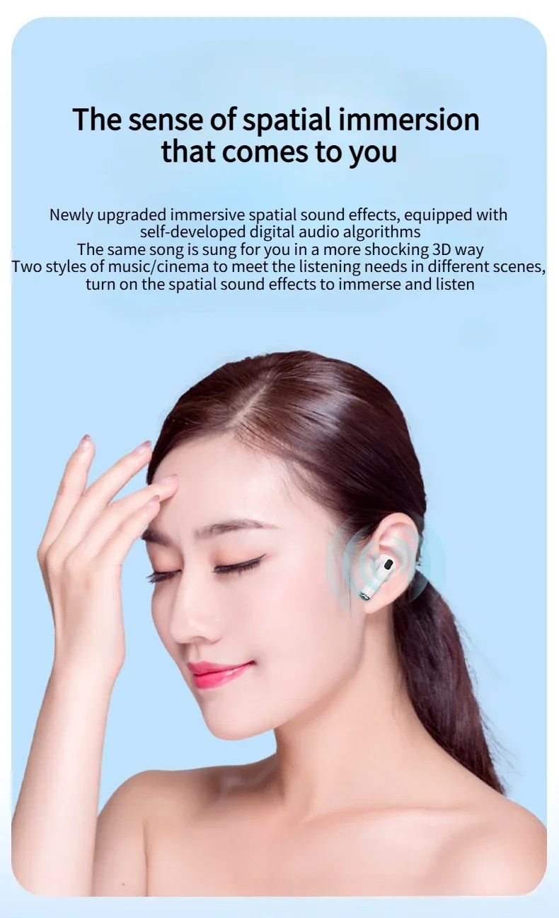 Wireless Earphones Bluetooth Headphones Noise Cancell Stereo Music Earbuds Touch Control Earbud With Microphone Pro 4 lanyard