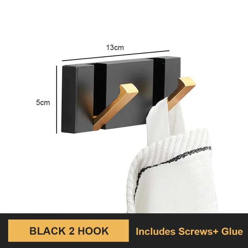 Black Golden Wall Coat Clothes Rack Folding Towel Hanger for Bathroom Free Installation Wall Hooks Bathroom Kitchen Accessories