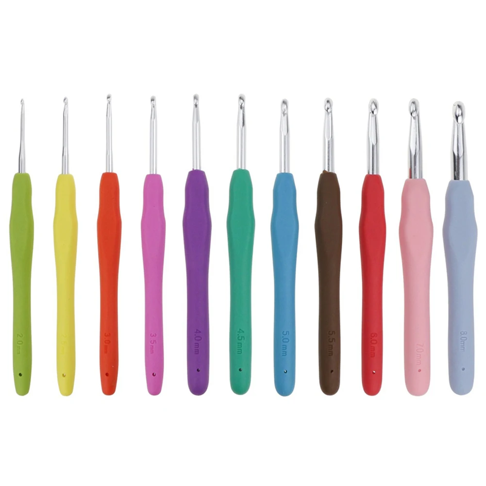 Knitting Tool TPR Silicone Soft Smooth Touch Easy to Operate Comfortable Grip Handle Aluminum Crochets Wool Crochets Hook Tool