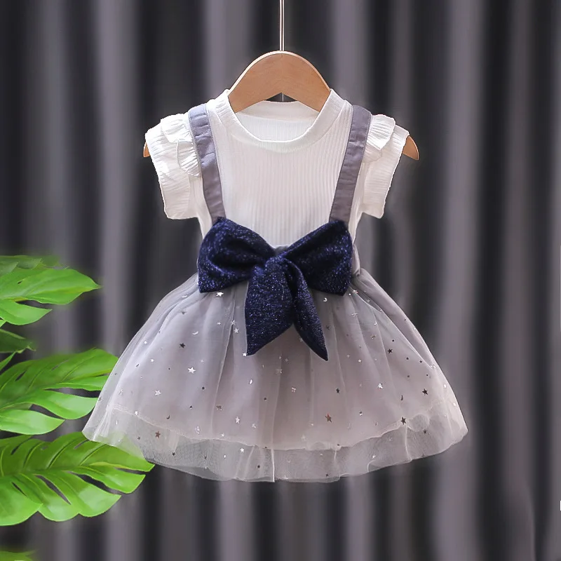 

Girls Princess Dress Baby Birthday Party Frock Children Sleeveless Tulle Tutu Summer Kids Bow Sequin Fashion Clothing 2-8 Years