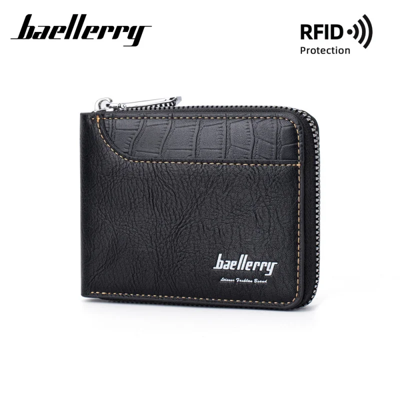 New men's short wallet retro multi slot zipper card bag