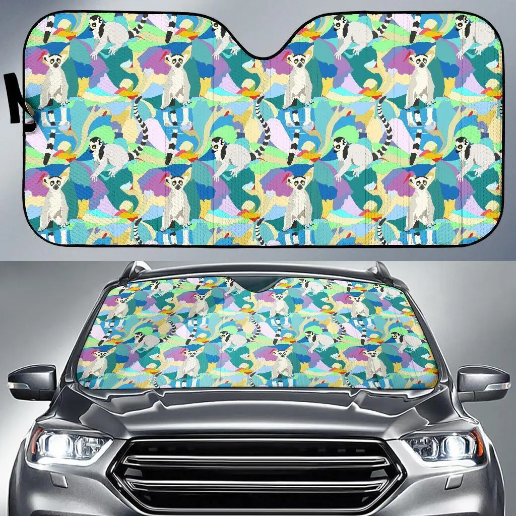 

Lemur Colorful Pattern Print Auto Sun Shade Car Windshield Window Cover Sunshade