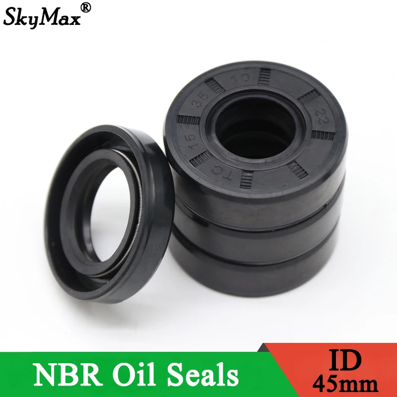 1PCS ID45mm 니트릴 고무 샤프트 오일 씰 TC-45-55/56/58/60/65/68/70/72/75/78/80/82/85/90/100*5/7/8/10/12 더블 립 오일 시일