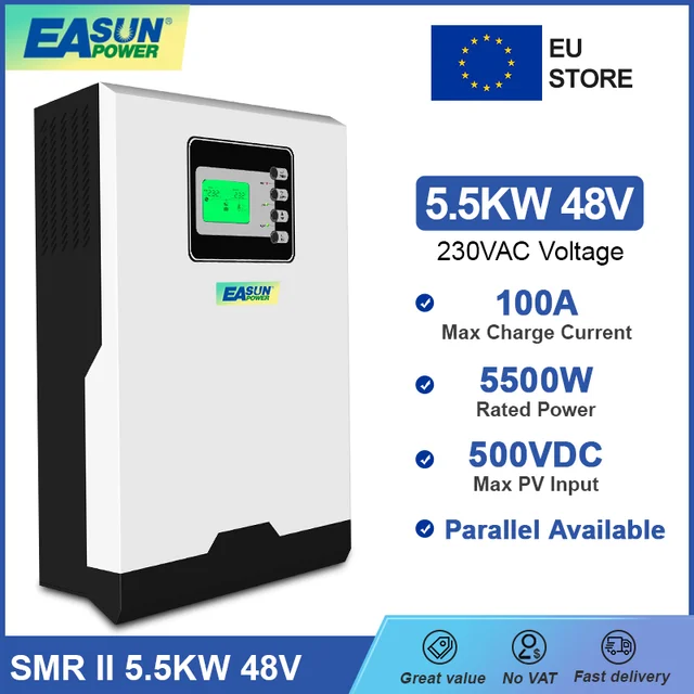 5500W 48VDC 100A MPPT hybrid inverter rated power 5500va Off Grid PV input:  120-500vdc 6000W w/o battery work - AliExpress