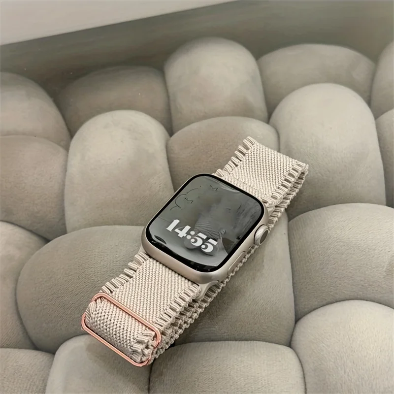 รูปสินค้า สายรัดข้อมือลูกไม้ไนลอนยืดหยุ่น สำหรับ Apple Watch 38-49 มม.