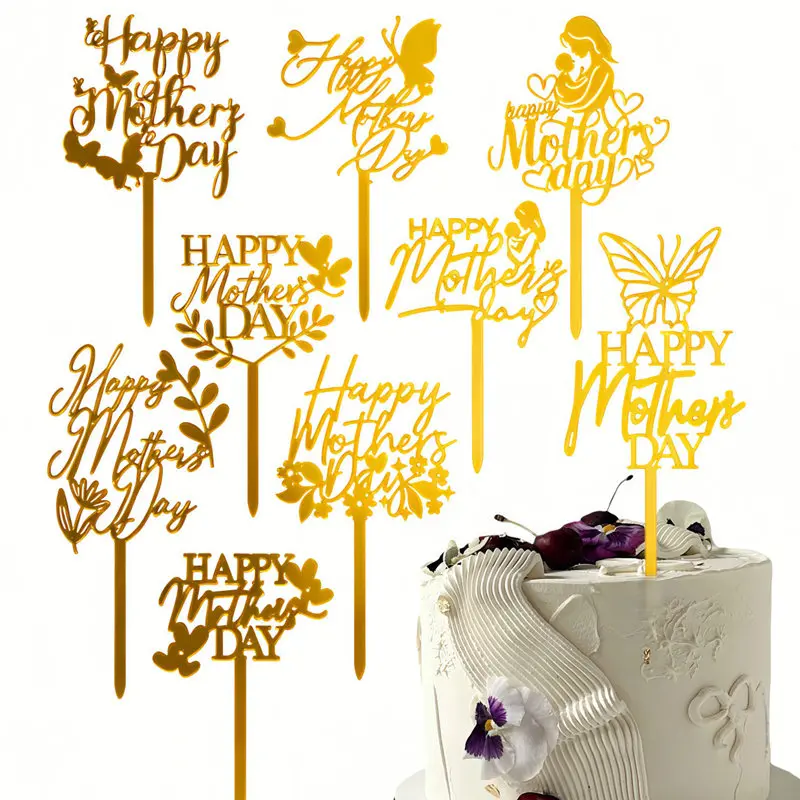 Elegant Gold & Red Acrylic MOM Cake Topper - Perfect for Mother's Day Celebrations & Birthday Parties