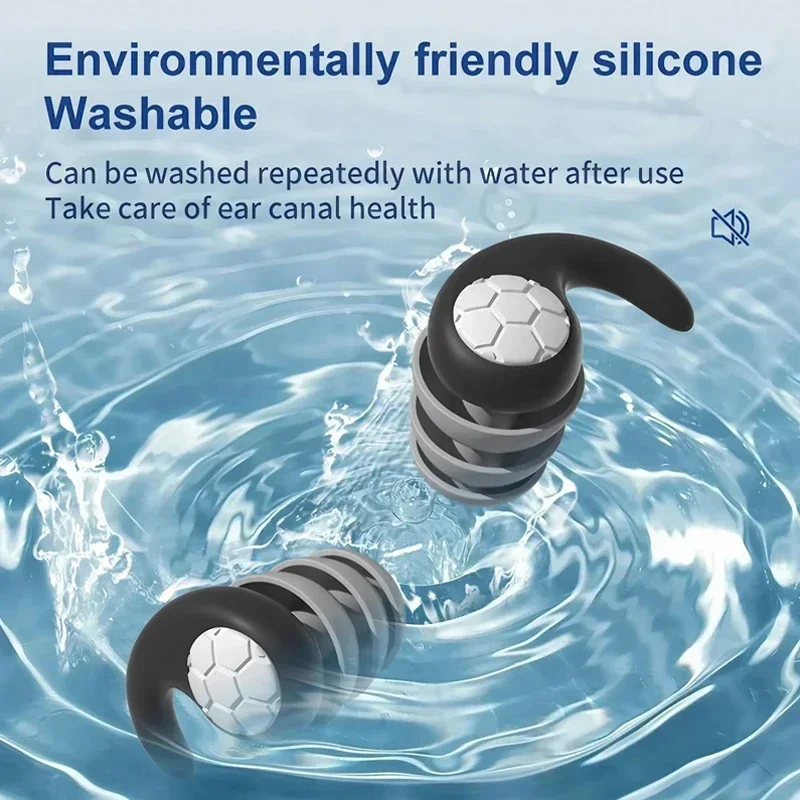 New Silicone Sound Insulation Noise Cancelling Earplugs Noise Filter Sleep Swimming Waterproof Three Layer Mute Earplugs