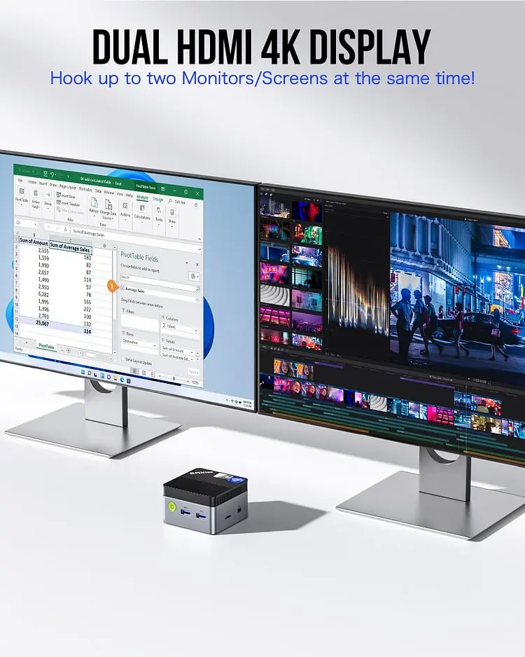 GMKtec 휴대용 컴퓨터 미니 PC, G5 GMK 미니 PC, 인텔 12 세대 N97 윈도우 11 프로 데스크탑 DDR5 4800MT/s M.2 2242 SATA 와이파이 5 BT5.0